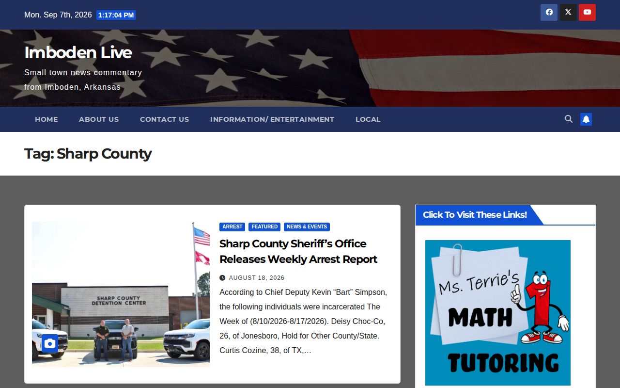 Sharp County arrest reports on the Imboden Live news archive