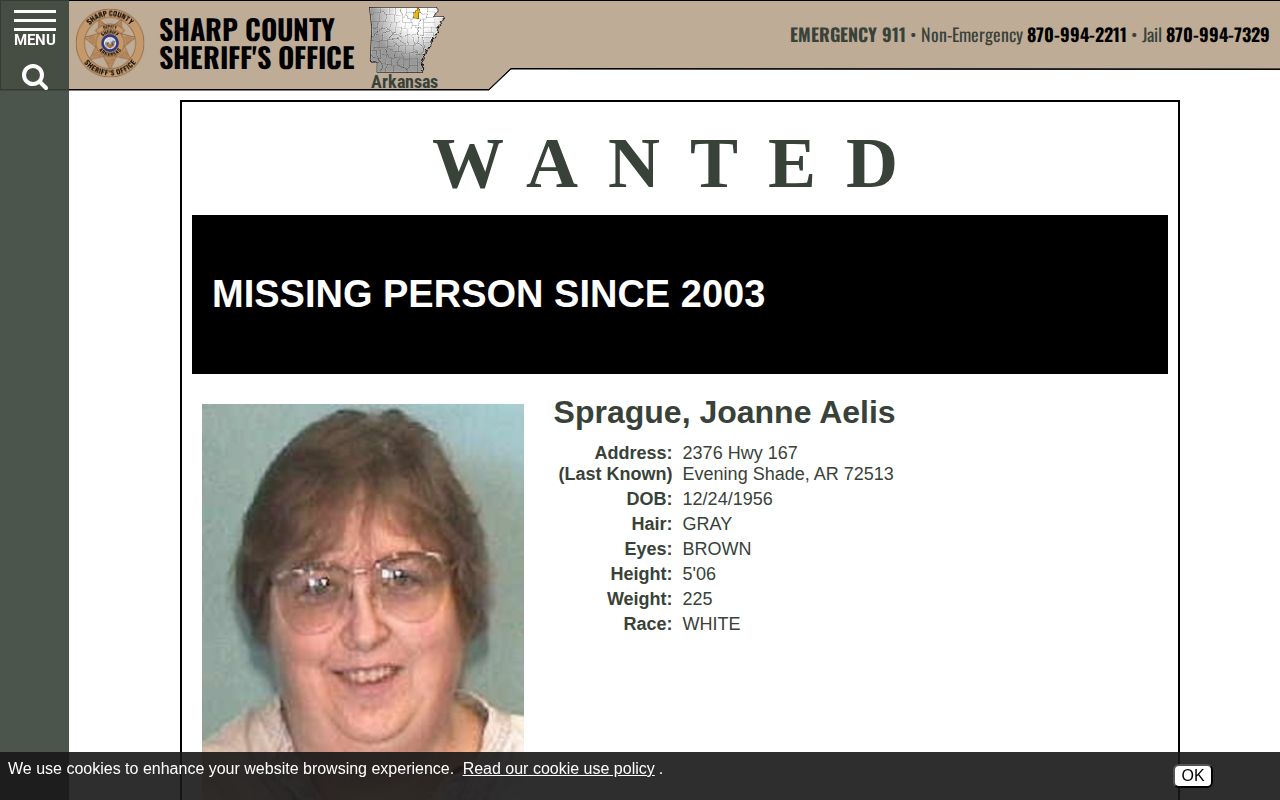 Sharp County wanted record interface separate from recent arrests